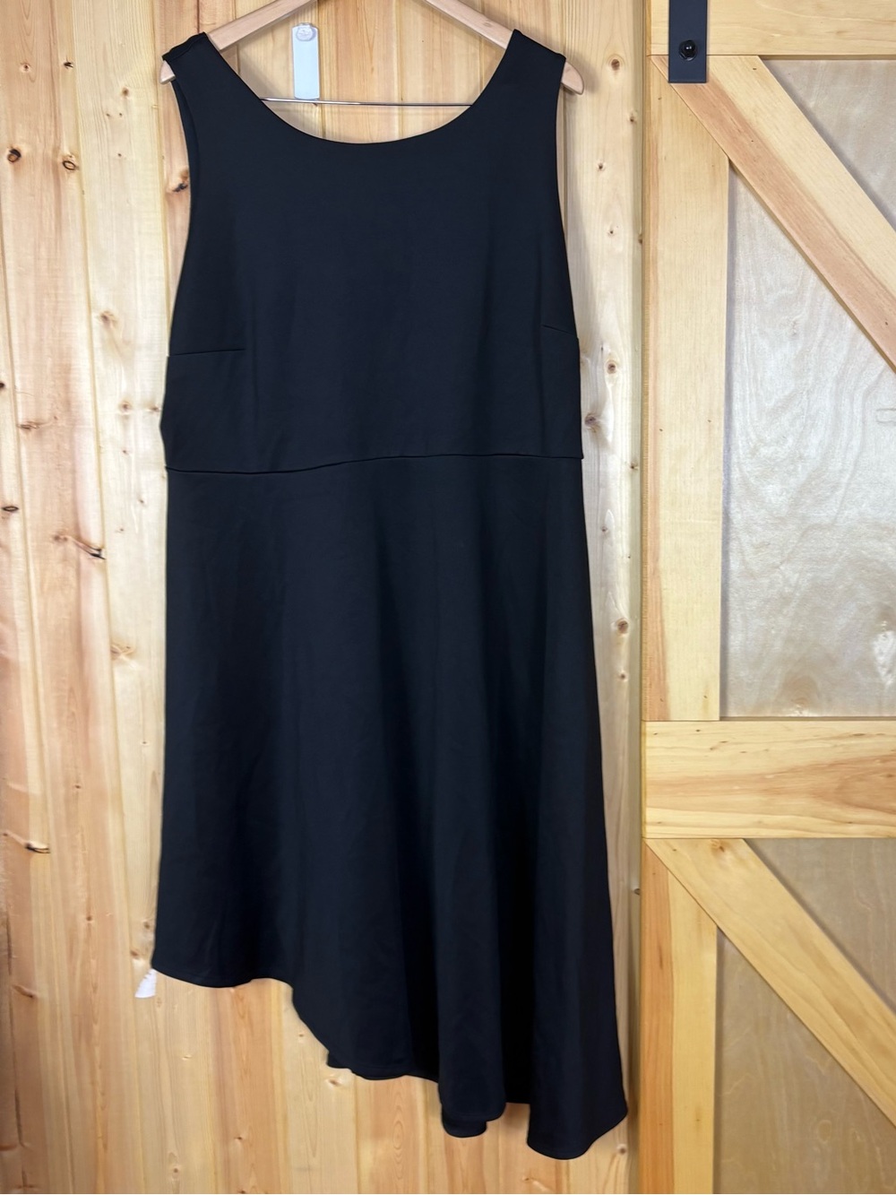 In Every Story Black Asymmetric Hem Midi Dress 2X Lace Up Adjustable Back - Picture 1 of 10